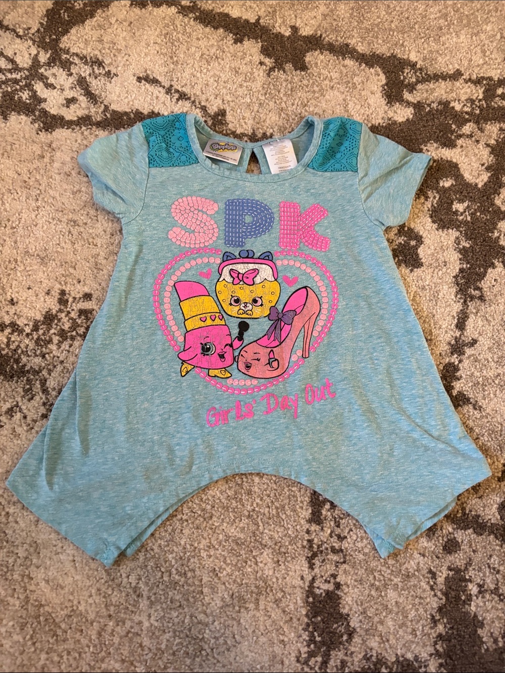 Shopkins Teal Girls' One-Piece with Pink & Yellow Graphics
